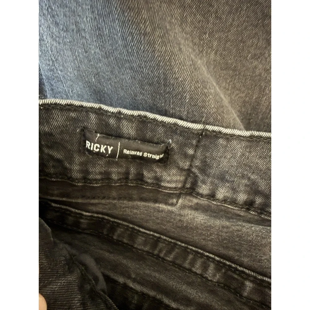 True Religion Ricky Relaxed Straight Jeans Mens 34x28 Black Flap Pocket Denim